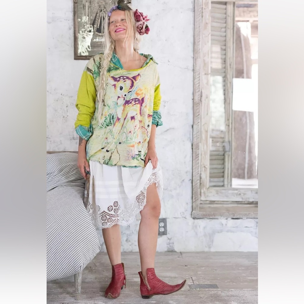 Magnolia Pearl Dama Dama Viggo Tee T In Dewdrop NWT NEVER Worn Deer OS Cotton